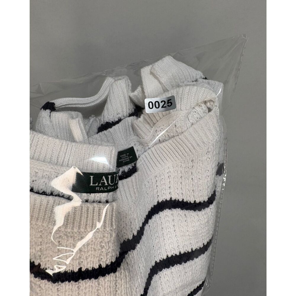 Ralph Lauren Navy & White Striped Cotton Sweater Preppy Coastal Classic Pullover - Picture 8 of 8